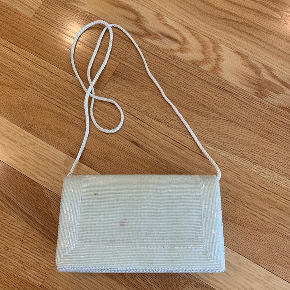 White Beaded Evening Purse - Picture 2 of 5